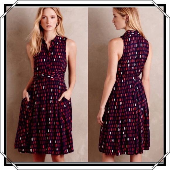 11.1. Tylho Dresses & Skirts - 11.1. Tylho Brynn Tile Print Navy Sleeveless Shirt Dress Size Small